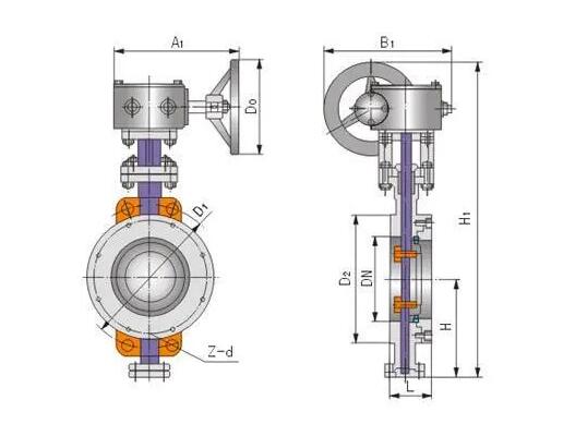 蝶閥d373h-16c  dn80對夾式硬密封